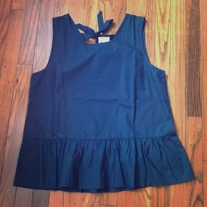 Navy JCrew Bow-Back Peplum NWT